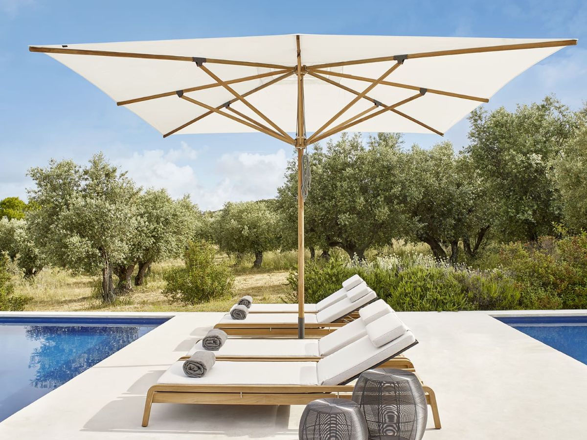 Jardinico Parasol MOOREA – Teak Middenmast met Weerbestendig Doek