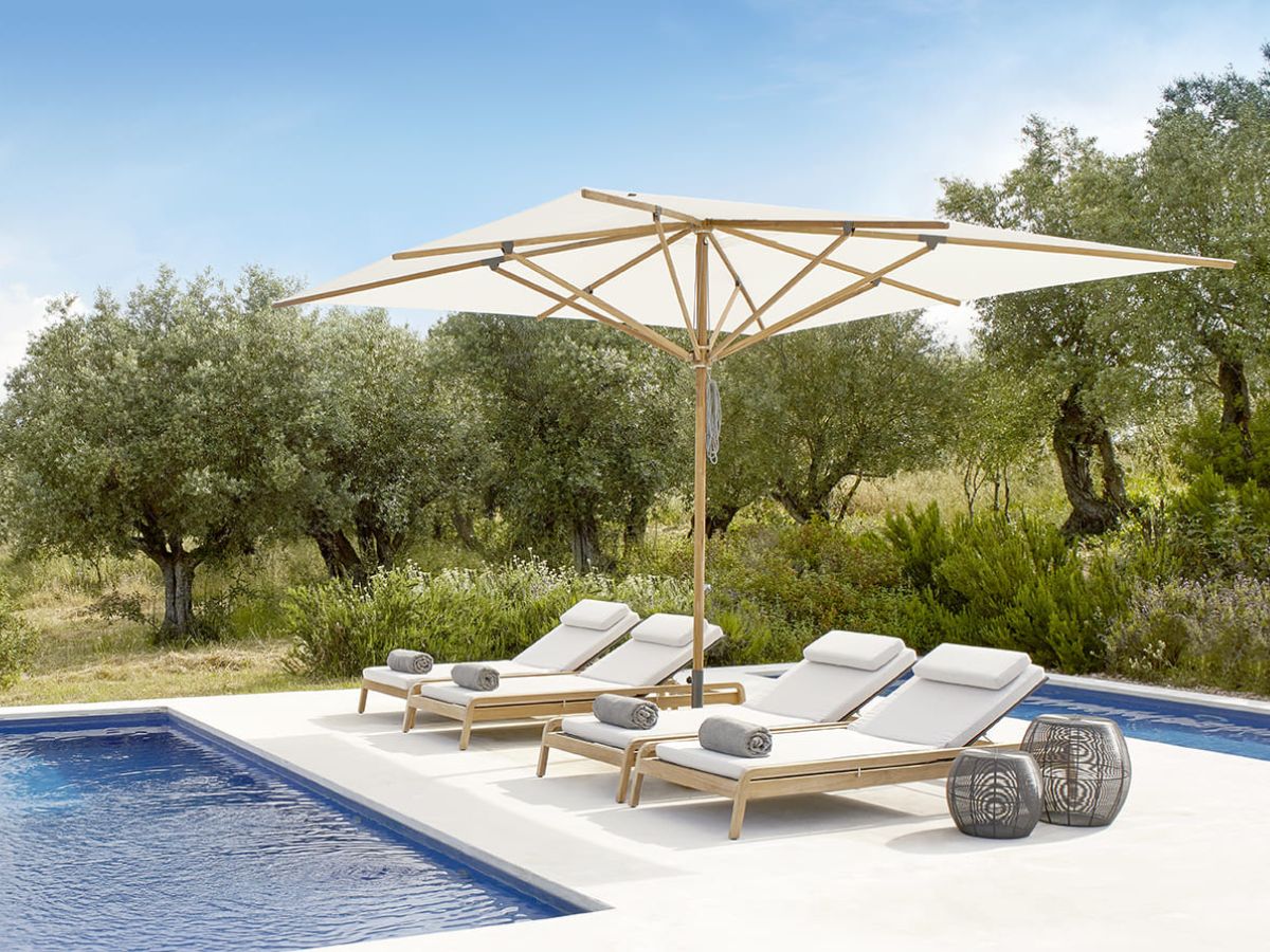Jardinico Parasol MOOREA – Teak Middenmast met Weerbestendig Doek