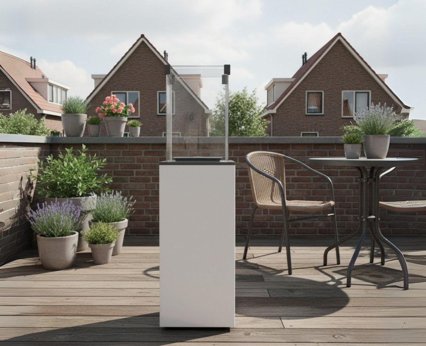 Gasheater voor Buiten – Patio Terrasverwarmer met Glaspaneel Wit 8,2 kW Automatisch - 74kg | Kratki