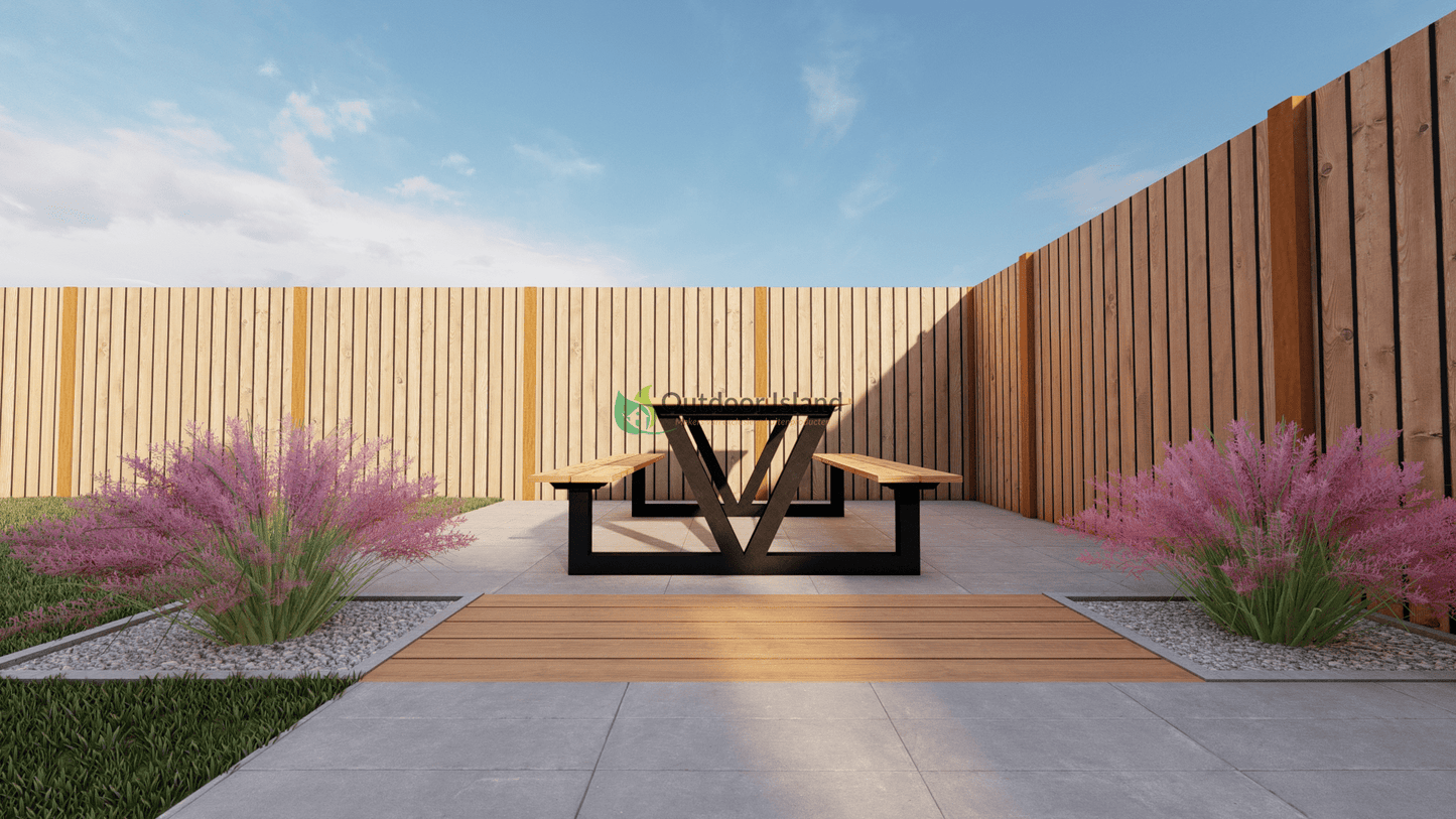Picknicktafel | Outdoor Island | Buitentafel van Douglashout | Model V Outdoor Island