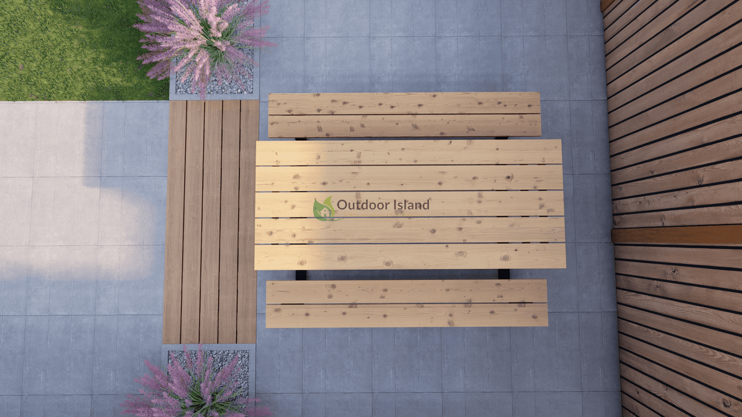 Picknicktafel van Douglas hout – Buitentafel Model X | Outdoor Island - Chique Buiten Leven - Outdoor Island - Picknicktafel
