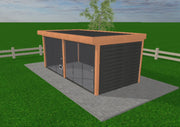 Douglas Overkapping Plat Dak 600×300 met Gesloten Zijwanden en Glazen Schuifpui