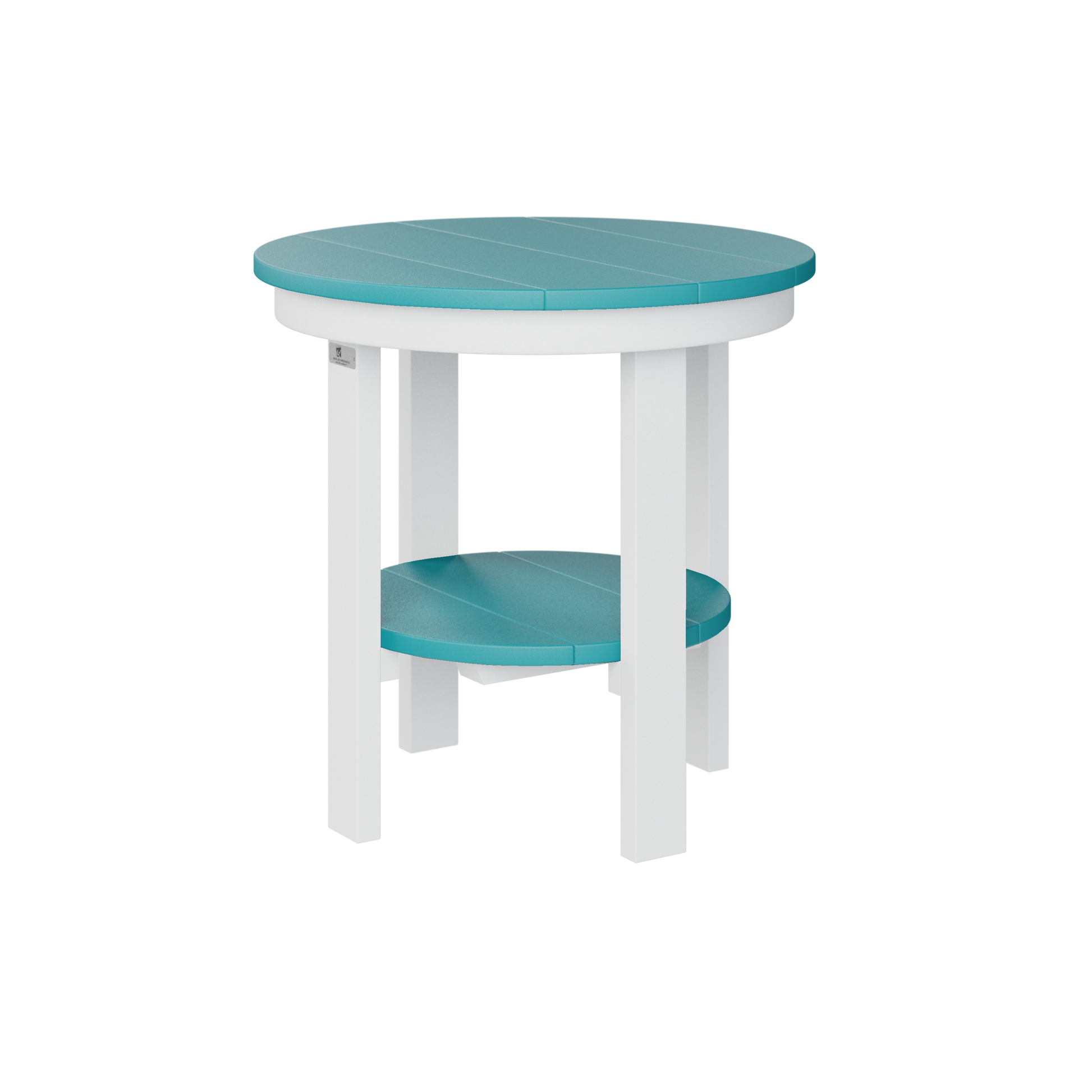 Rond bijzettafeltje Ø55 cm in Aruba Blue met wit van Berlin Gardens – kleurrijke tuintafel voor balkon of loungeset