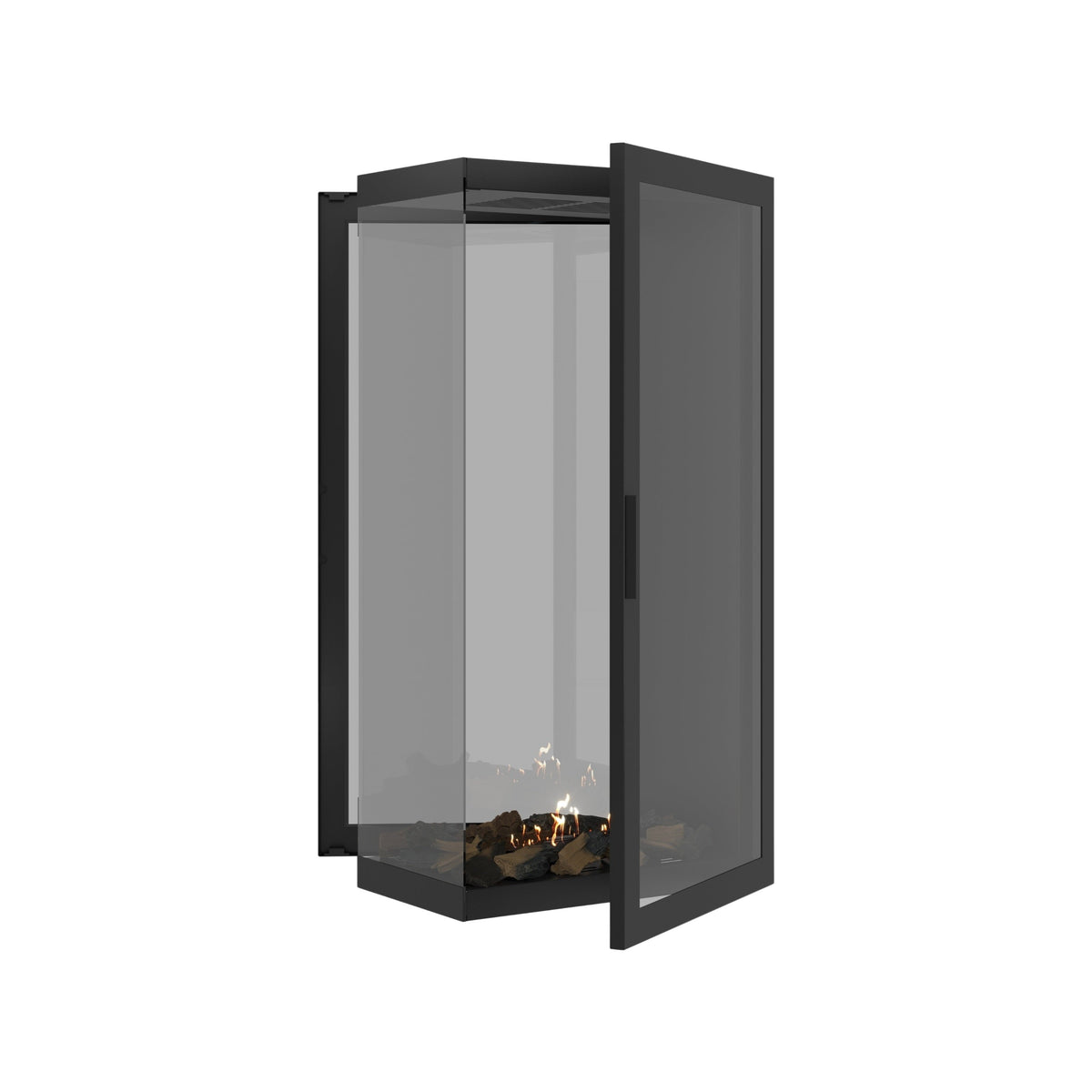 Wild Flame Saint verticale bio-ethanol roomdivider inbouwhaard met volle glas 60 x 120 cm – sfeerfoto