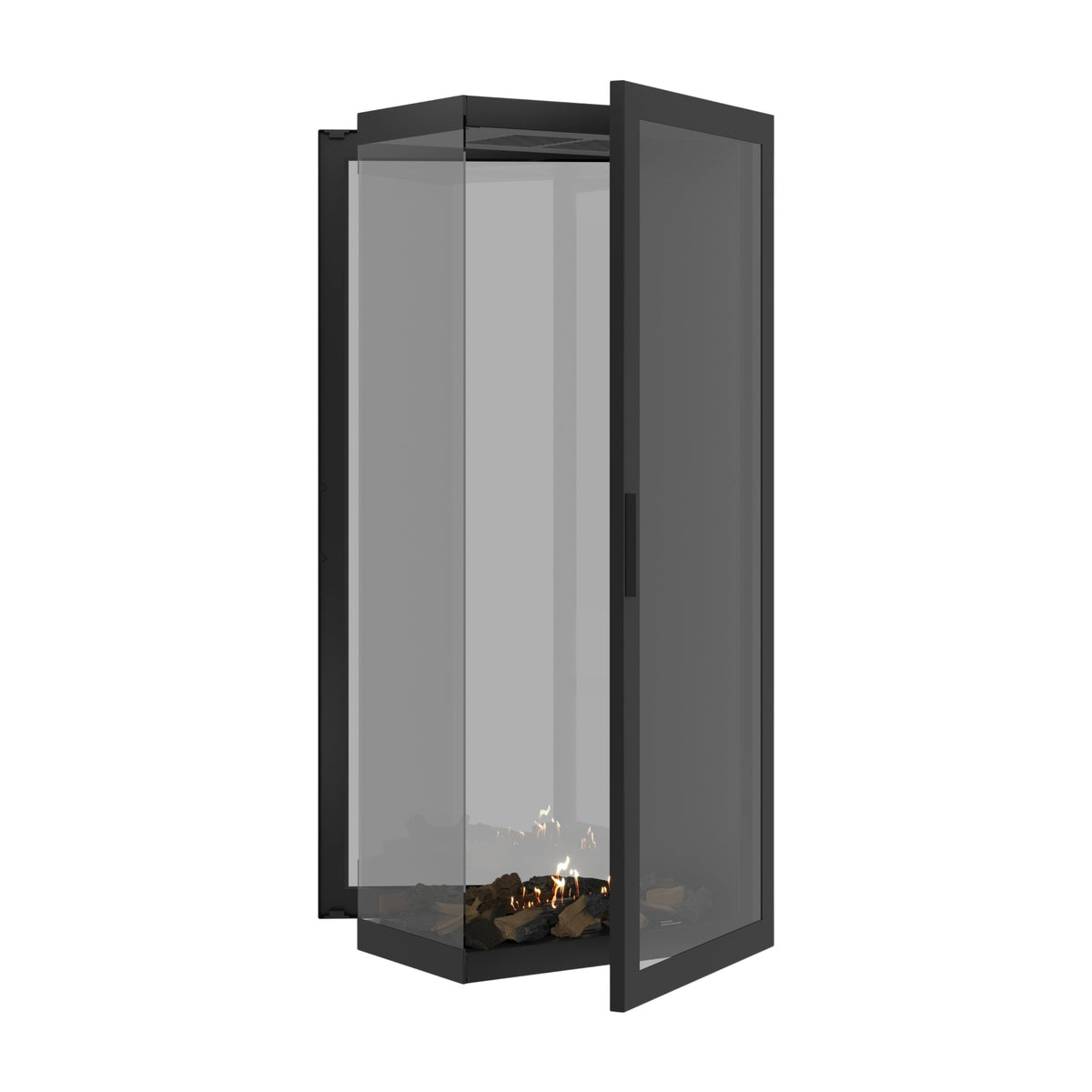 Wild Flame Saint verticale bio-ethanol roomdivider inbouwhaard met volle glas 60 x 160 cm – sfeerfoto