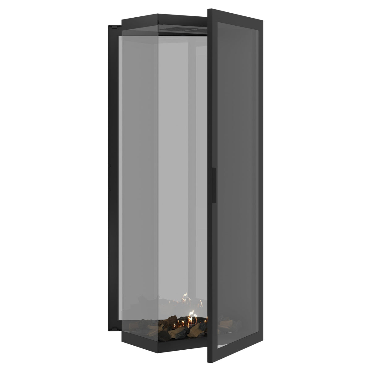 Wild Flame Saint verticale bio-ethanol roomdivider inbouwhaard met volle glas 60 x 200 cm – sfeerfoto