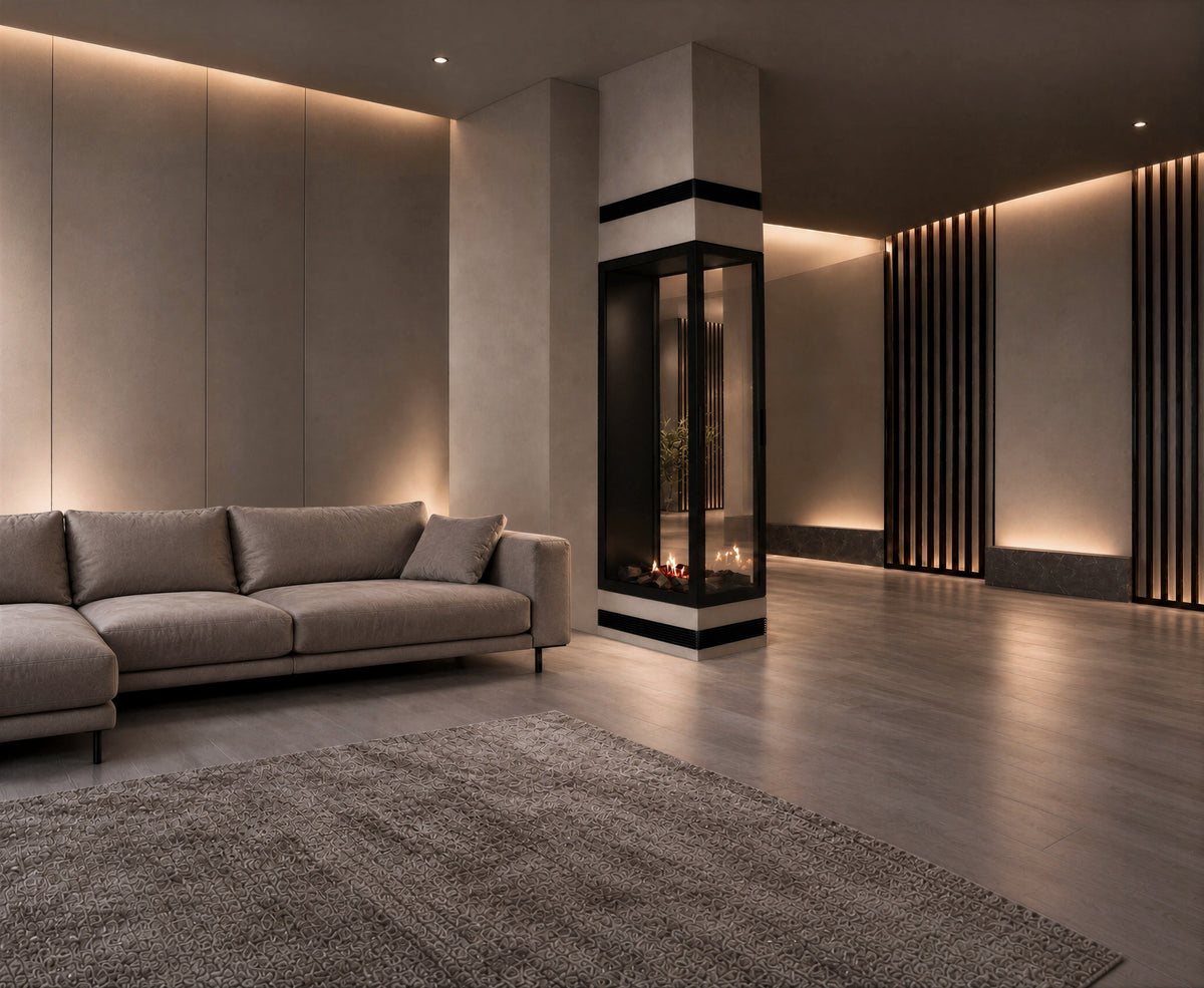 Wild Flame Saint verticale bio-ethanol roomdivider inbouwhaard met volle glas 60 x 200 cm – detailfoto
