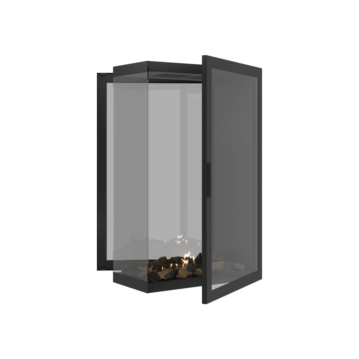 Wild Flame Saint verticale bio-ethanol roomdivider inbouwhaard met volle glas 70 x 100 cm – sfeerfoto