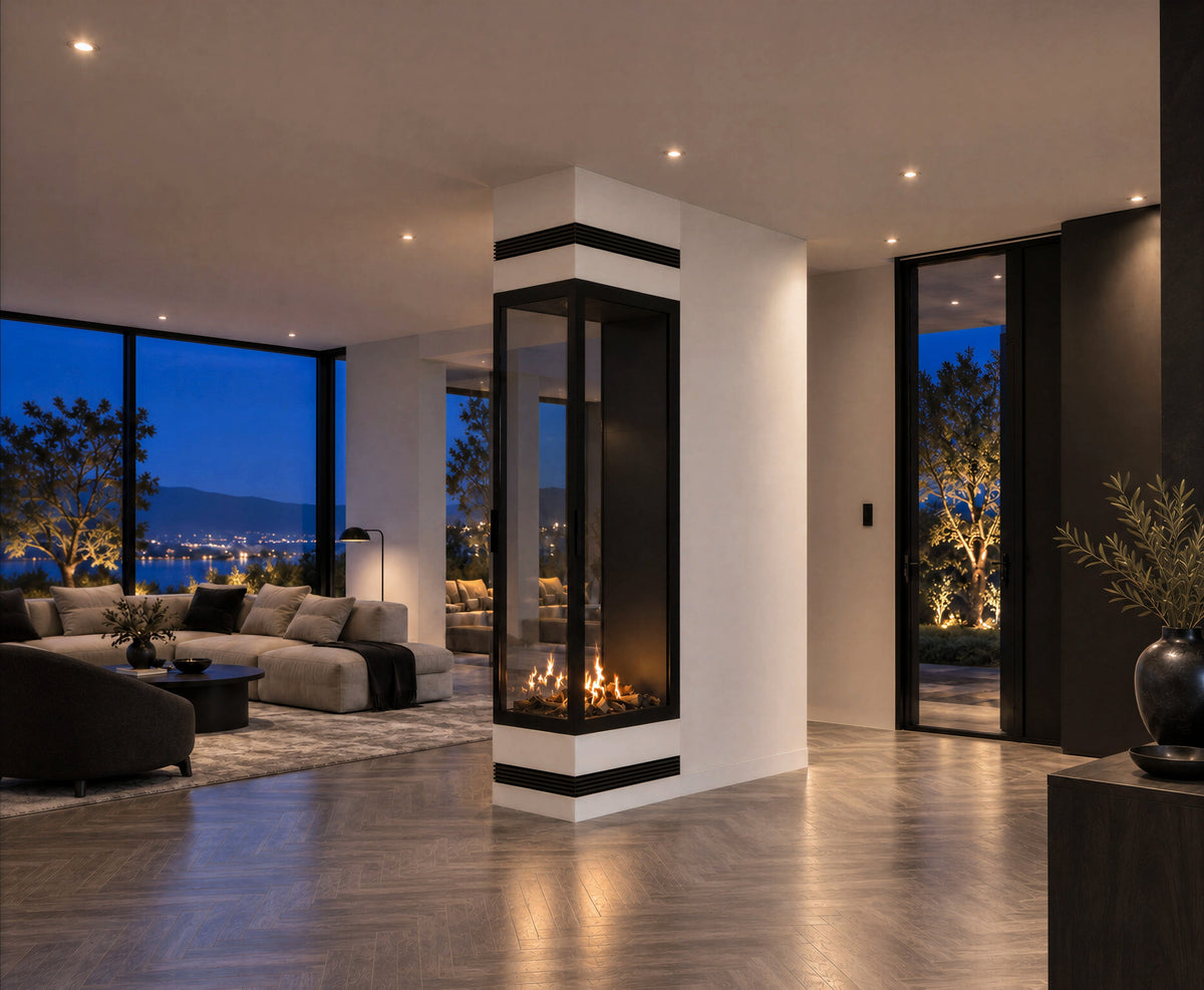 Wild Flame Saint verticale bio-ethanol roomdivider inbouwhaard met volle glas 70 x 100 cm – detailfoto