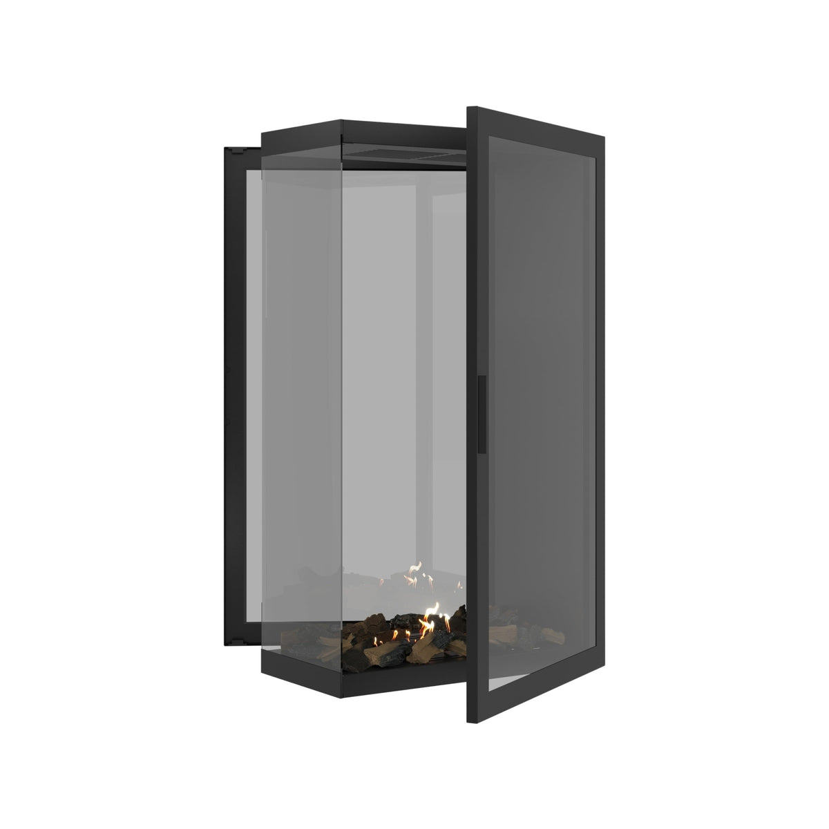 Wild Flame Saint verticale bio-ethanol roomdivider inbouwhaard met volle glas 70 x 120 cm – sfeerfoto
