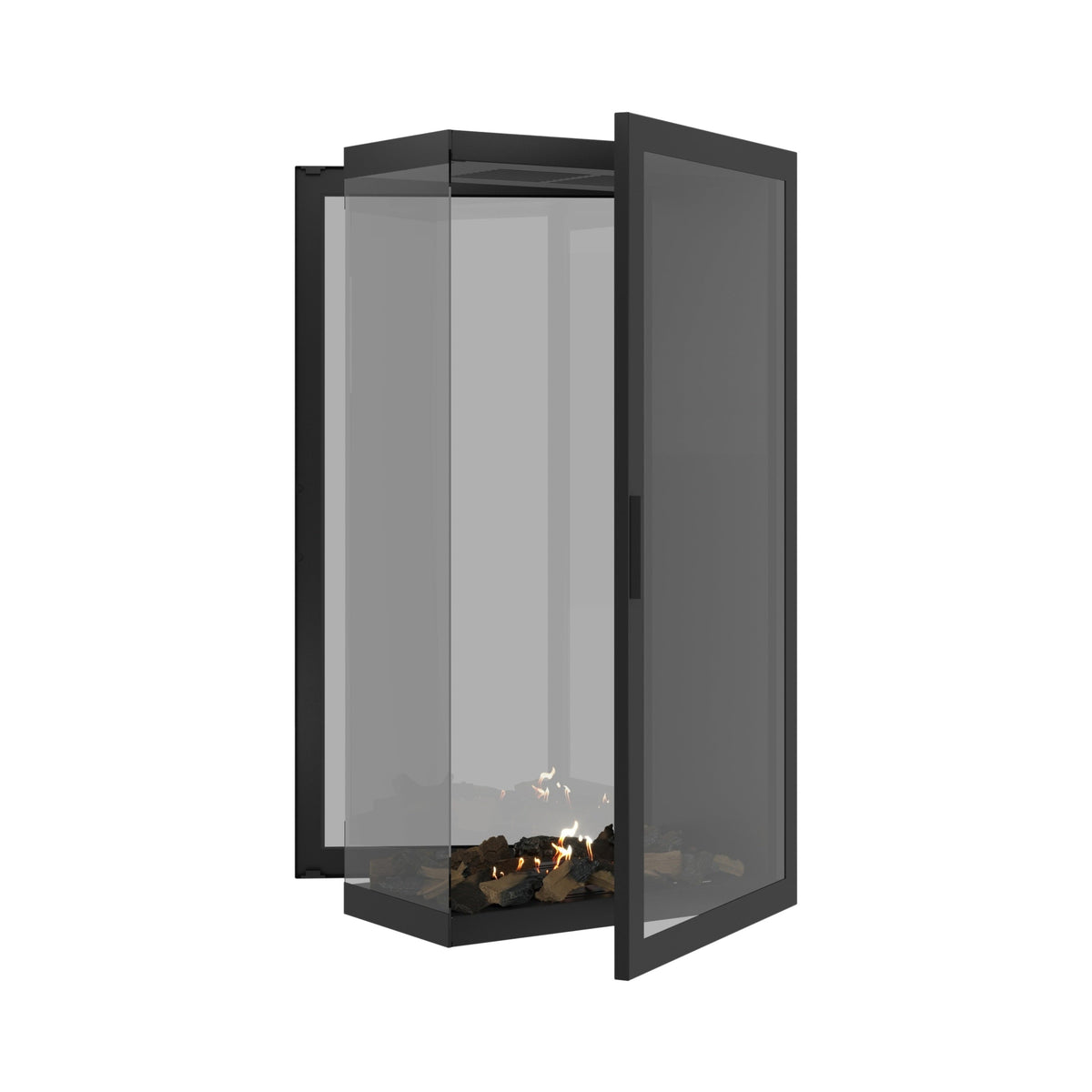 Wild Flame Saint verticale bio-ethanol roomdivider inbouwhaard met volle glas 70 x 140 cm – sfeerfoto