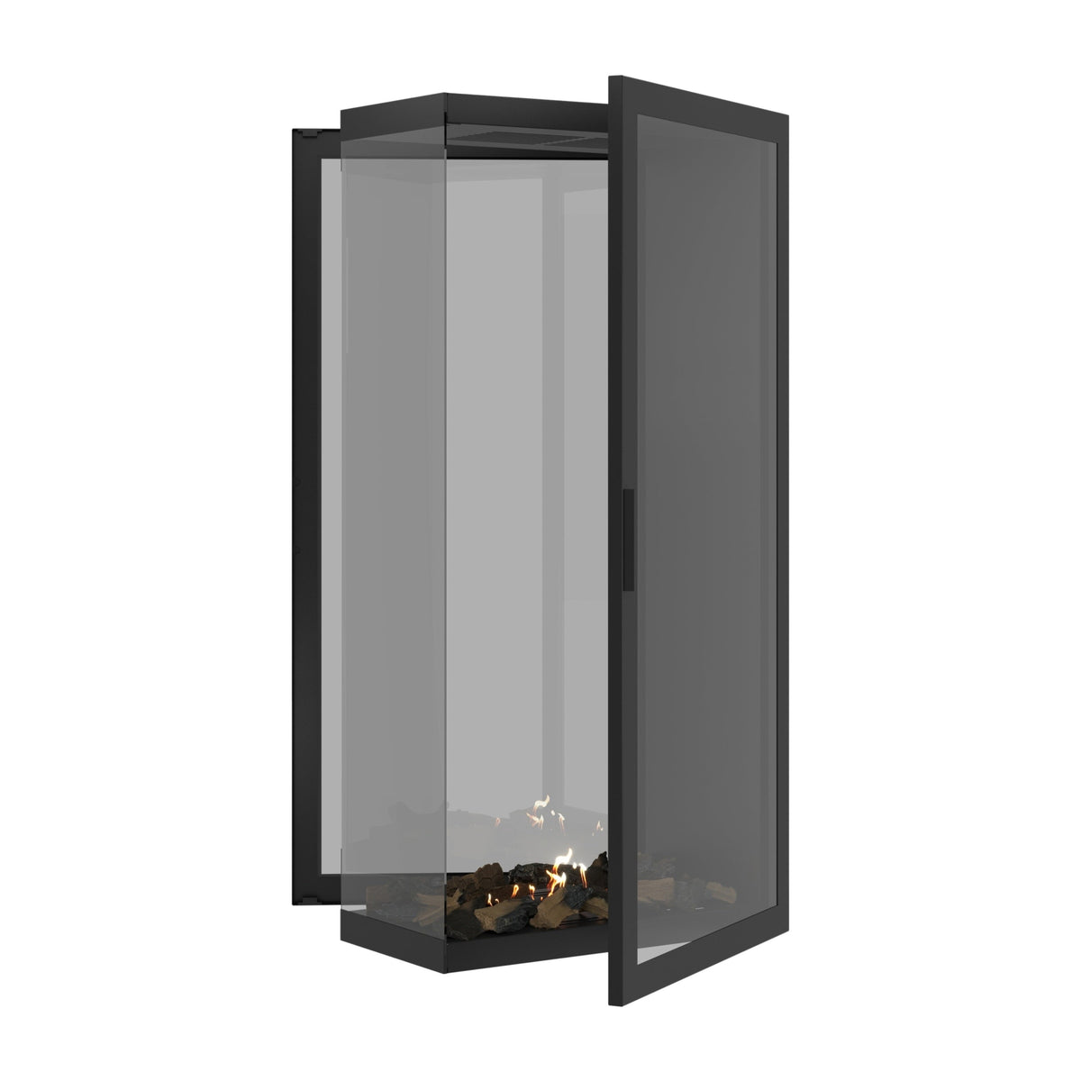 Wild Flame Saint verticale bio-ethanol roomdivider inbouwhaard met volle glas 70 x 160 cm – sfeerfoto