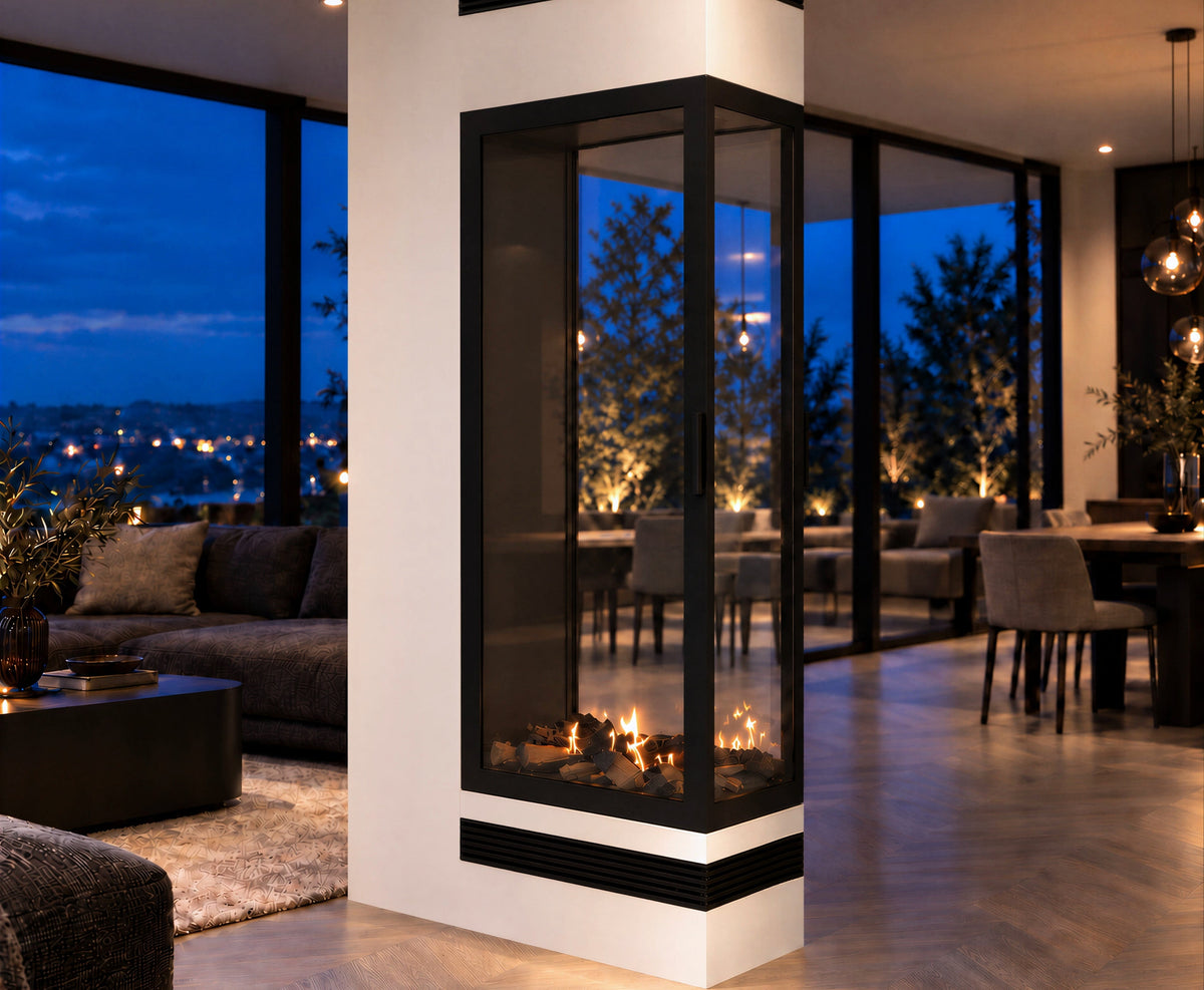 Wild Flame Saint verticale bio-ethanol roomdivider inbouwhaard met volle glas 70 x 160 cm – sfeerfoto