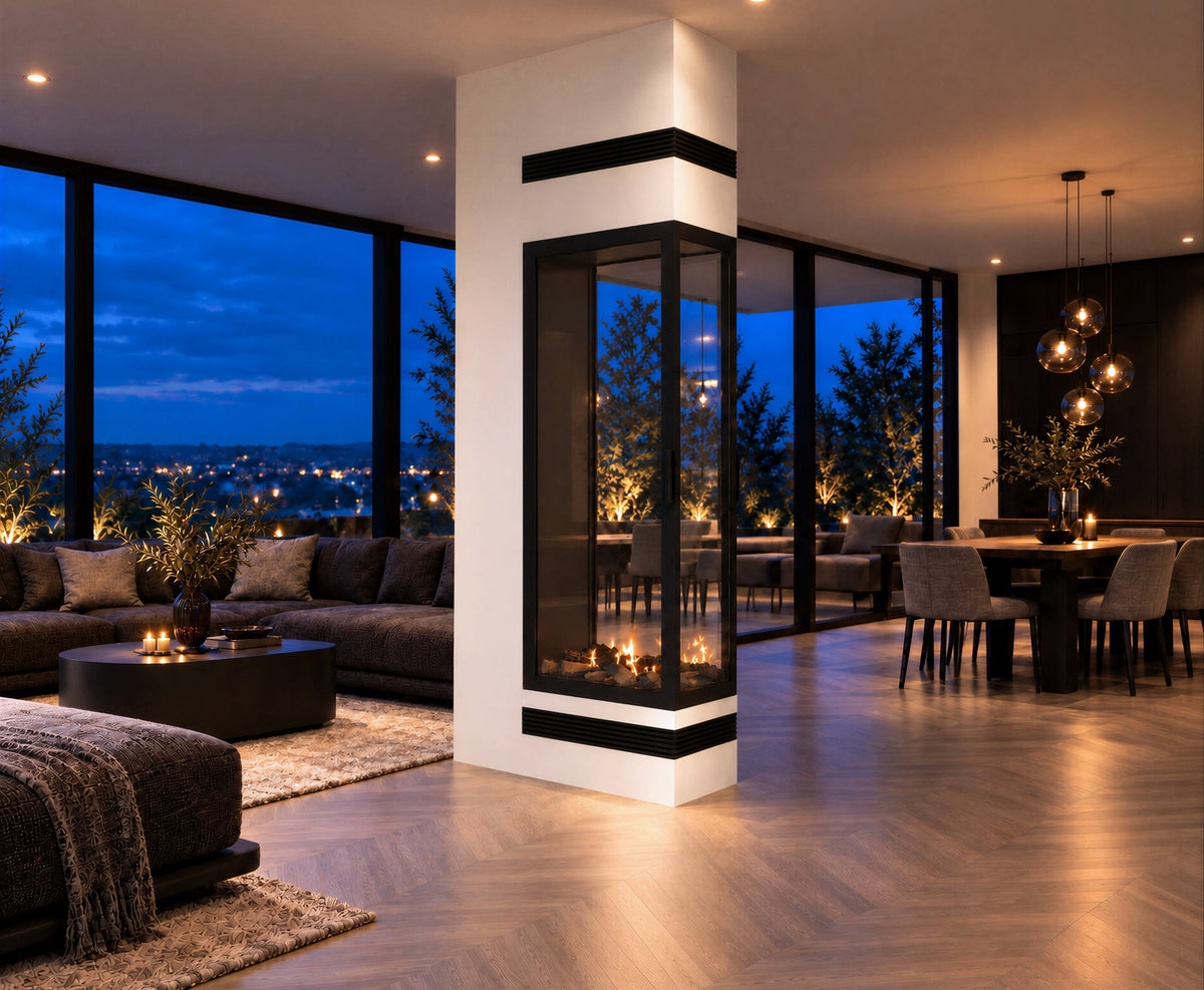 Wild Flame Saint verticale bio-ethanol roomdivider inbouwhaard met volle glas 70 x 160 cm – detailfoto