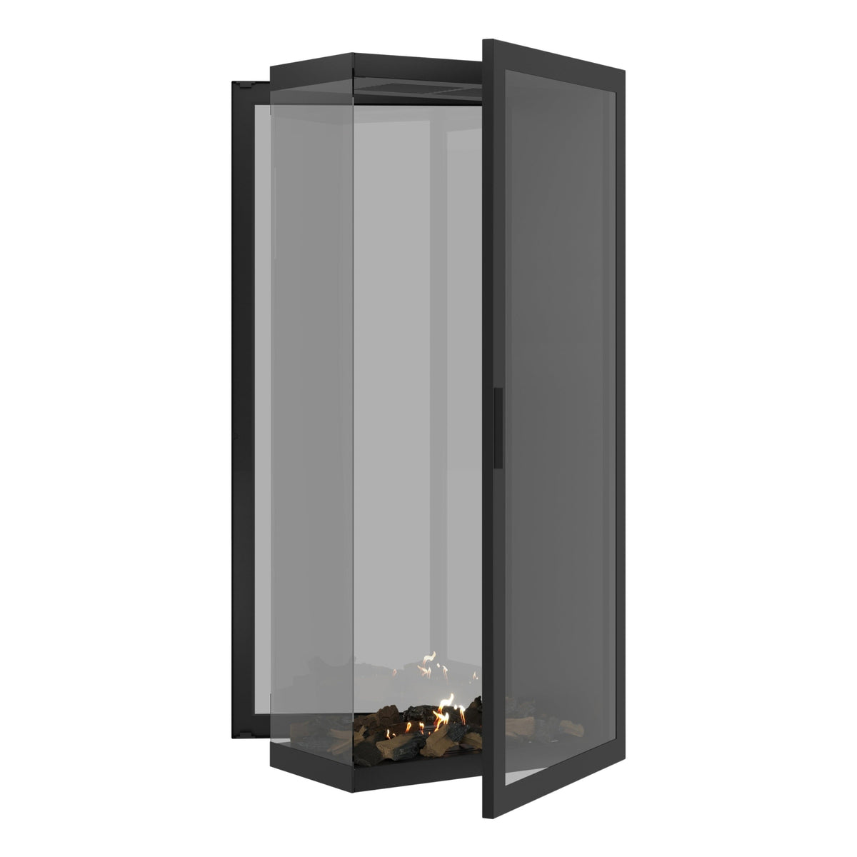 Wild Flame Saint verticale bio-ethanol roomdivider inbouwhaard met volle glas 70 x 180 cm – sfeerfoto