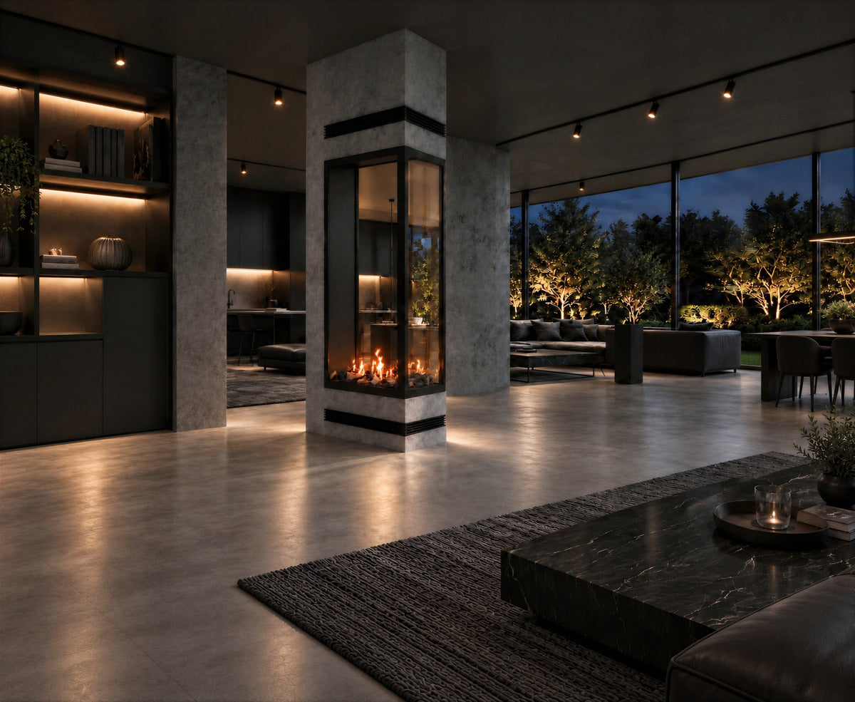 Wild Flame Saint verticale bio-ethanol roomdivider inbouwhaard met volle glas 70 x 180 cm – detailfoto