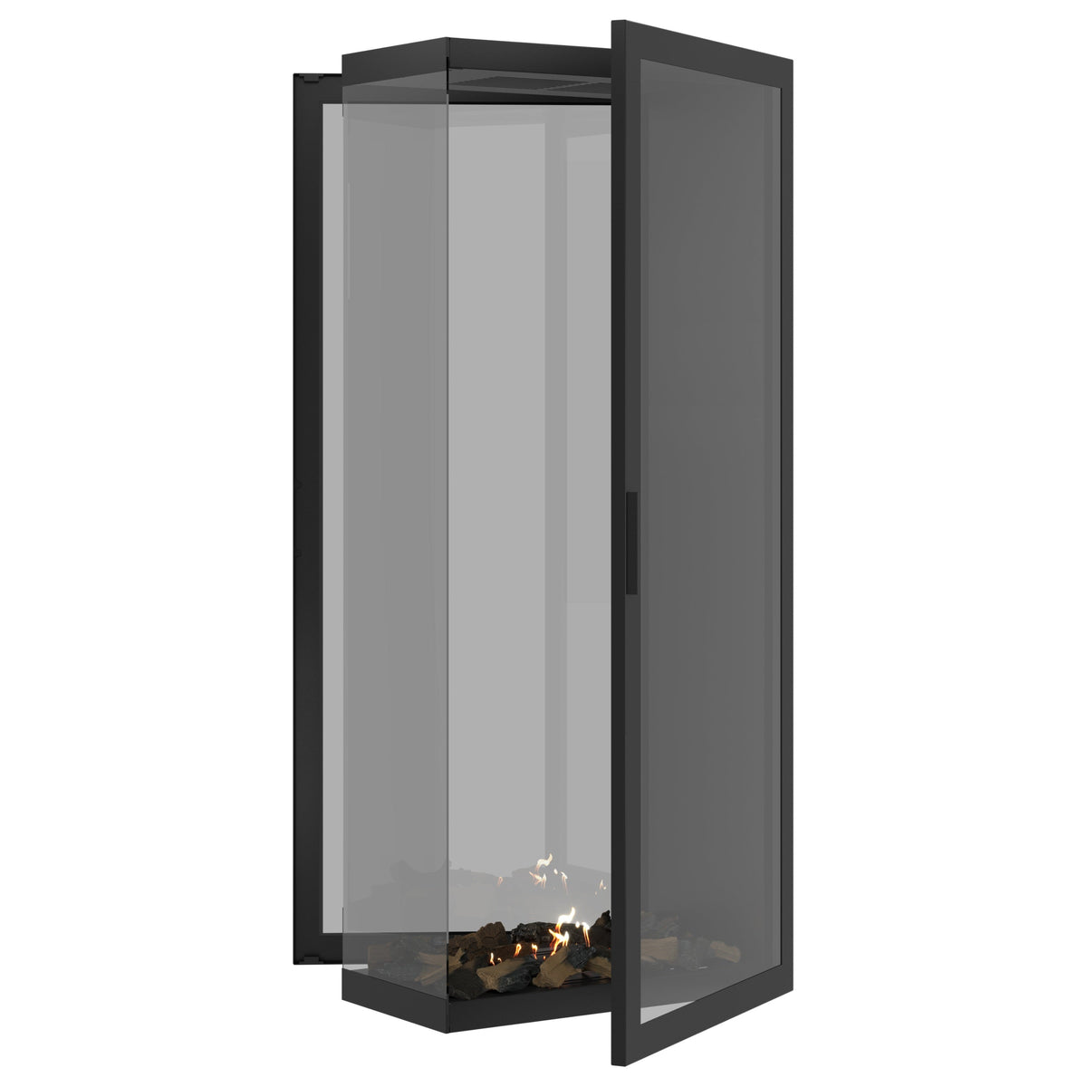 Wild Flame Saint verticale bio-ethanol roomdivider inbouwhaard met volle glas 70 x 200 cm – sfeerfoto