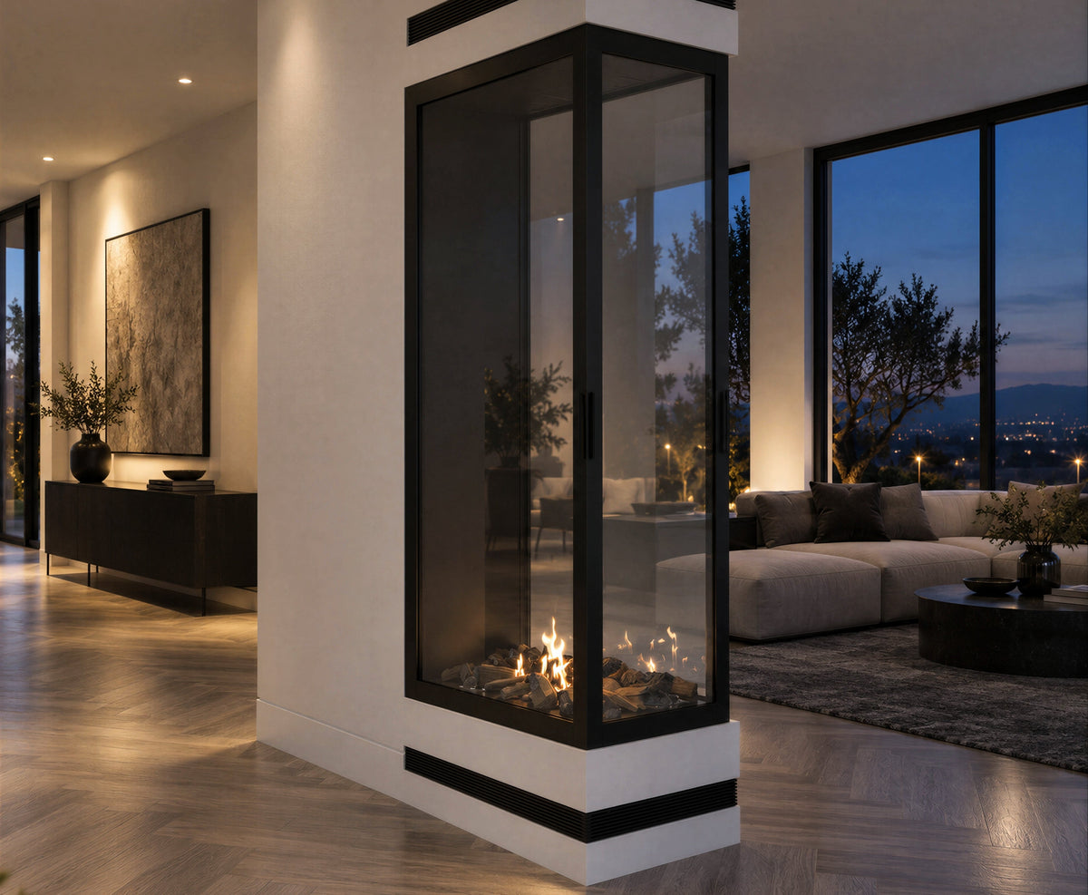 Wild Flame Saint verticale bio-ethanol roomdivider inbouwhaard met volle glas 70 x 200 cm – sfeerfoto