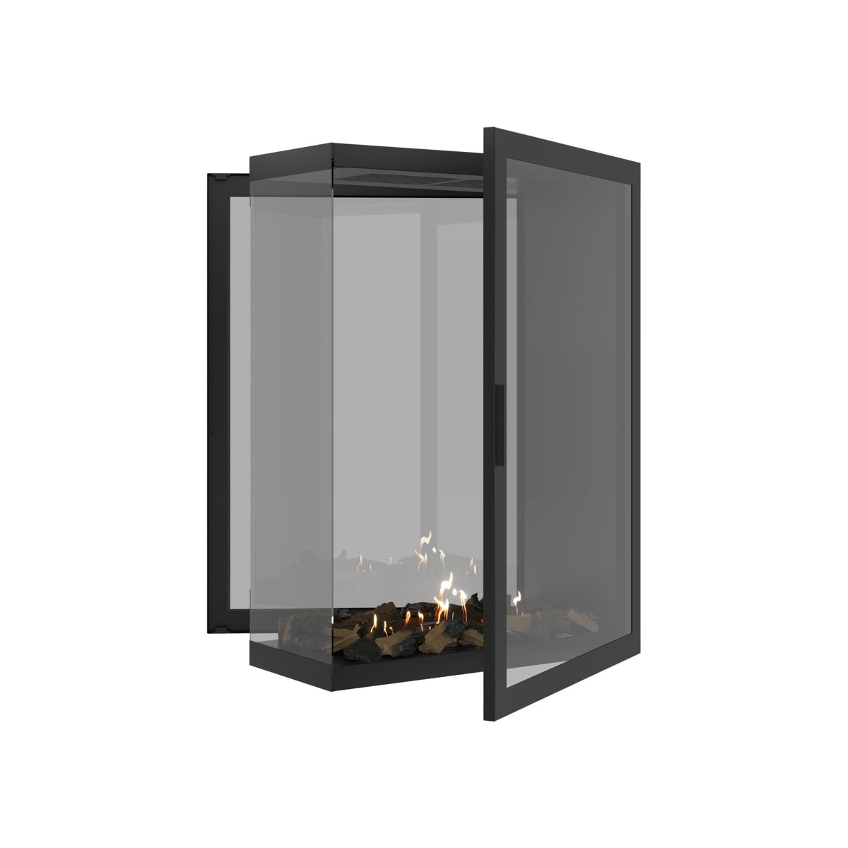 Wild Flame Saint verticale bio-ethanol roomdivider inbouwhaard met volle glas 80 x 100 cm – sfeerfoto