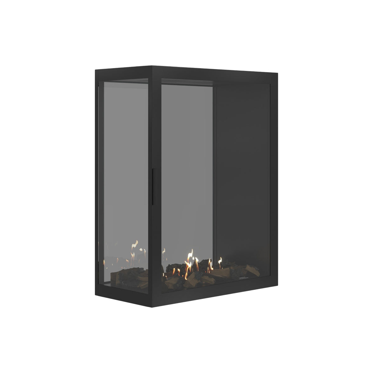 Wild Flame Saint verticale bio-ethanol roomdivider inbouwhaard met volle glas 80 x 100 cm – sfeerfoto