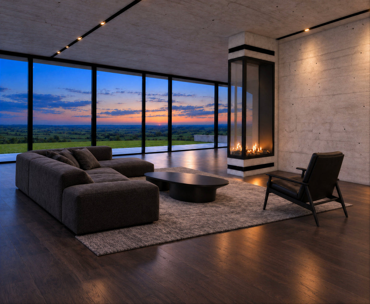 Wild Flame Saint verticale bio-ethanol roomdivider inbouwhaard met volle glas 80 x 100 cm – detailfoto