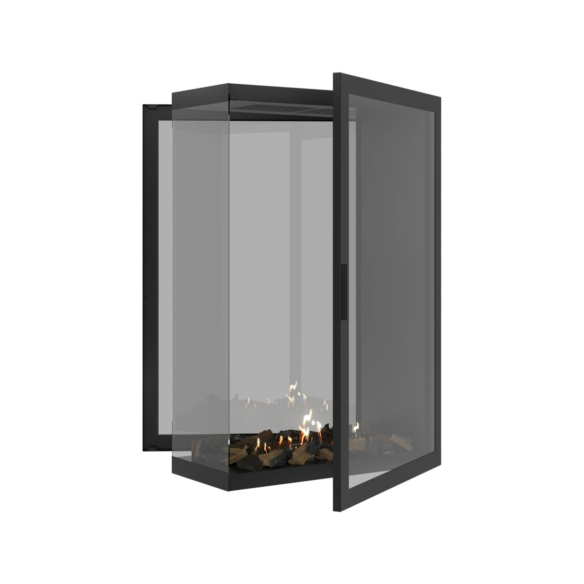 Wild Flame Saint verticale bio-ethanol roomdivider inbouwhaard met volle glas 80 x 120 cm – sfeerfoto