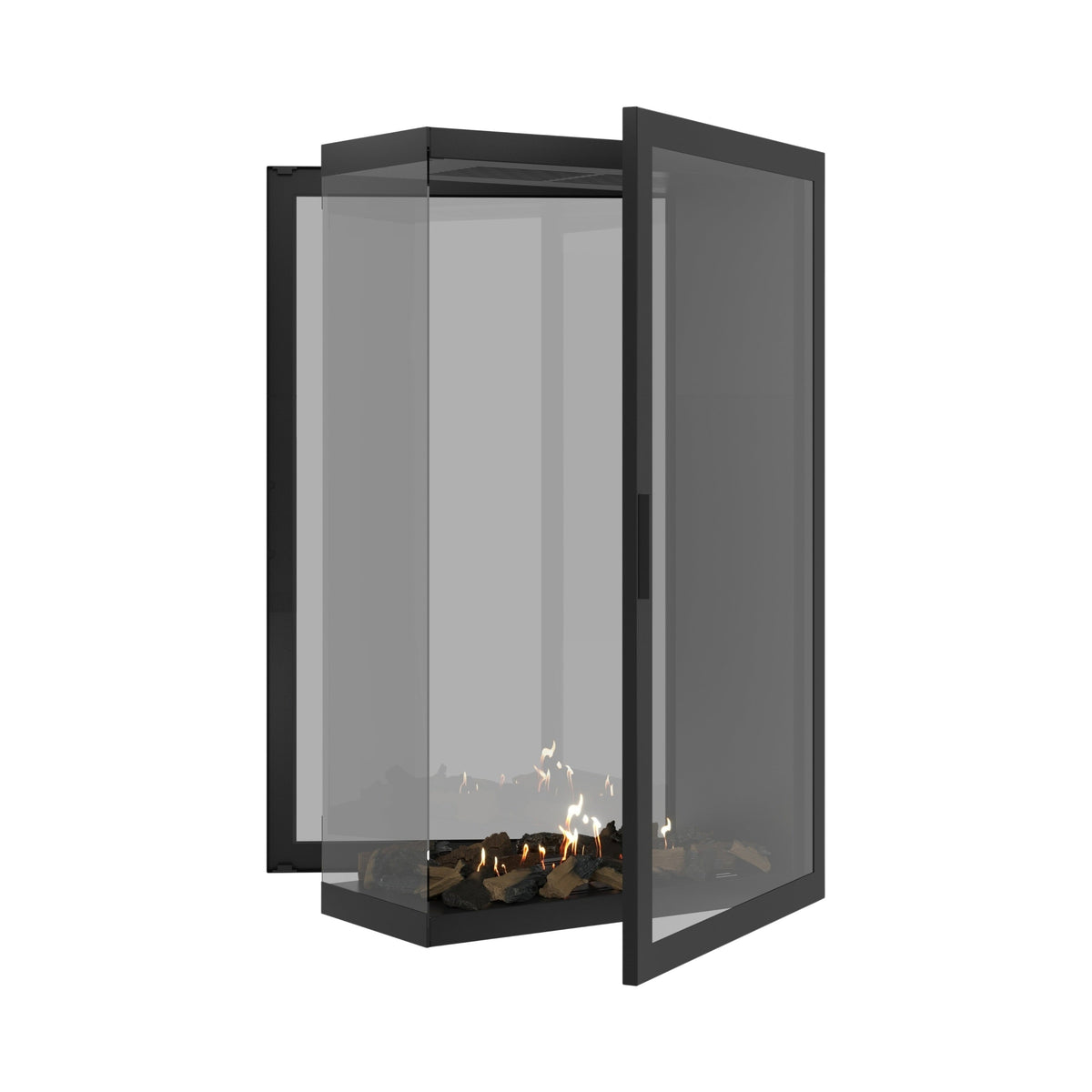 Wild Flame Saint verticale bio-ethanol roomdivider inbouwhaard met volle glas 80 x 140 cm – sfeerfoto
