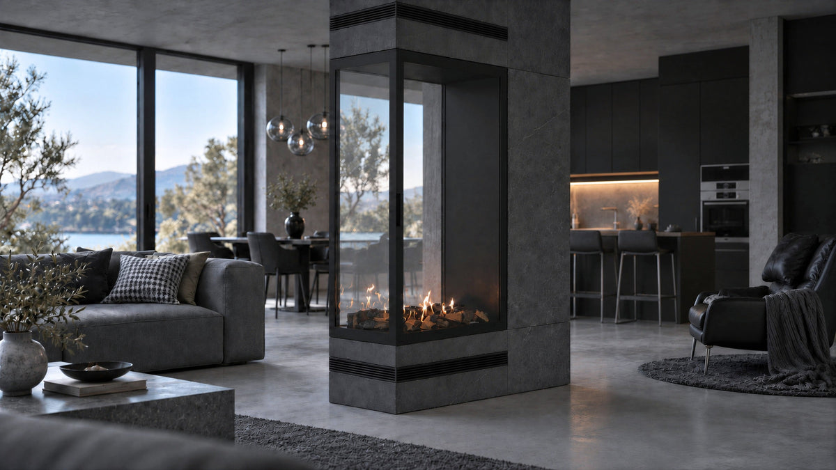 Wild Flame Saint verticale bio-ethanol roomdivider inbouwhaard met volle glas 80 x 140 cm – sfeerfoto