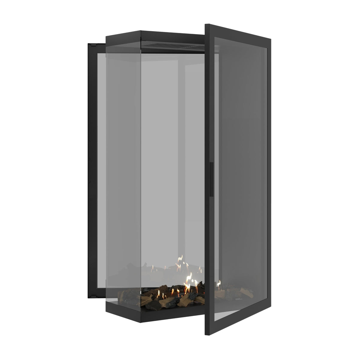 Wild Flame Saint verticale bio-ethanol roomdivider inbouwhaard met volle glas 80 x 160 cm – sfeerfoto