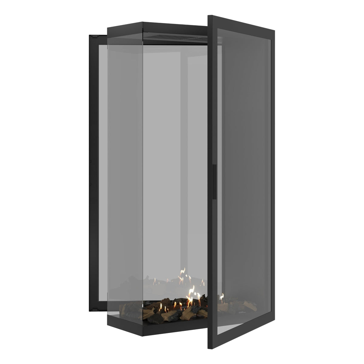Wild Flame Saint verticale bio-ethanol roomdivider inbouwhaard met volle glas 80 x 180 cm – sfeerfoto