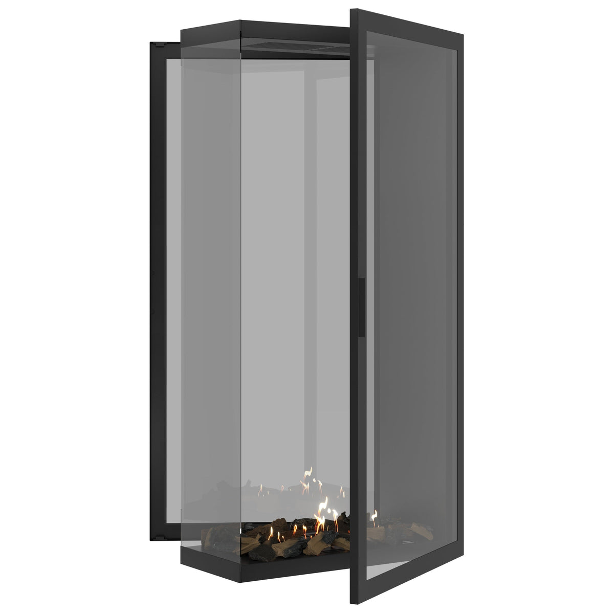 Wild Flame Saint verticale bio-ethanol roomdivider inbouwhaard met volle glas 80 x 200 cm – sfeerfoto