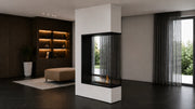 Wild Flame Saint verticale driezijdige bio-ethanol roomdivider inbouwhaard 60 x 120 cm – sfeerfoto