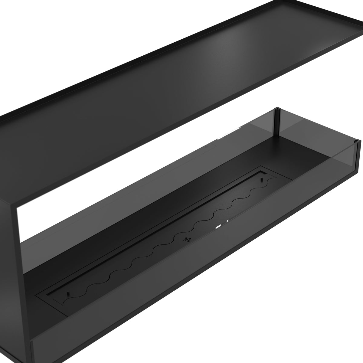 Wild Flame Saint U-vorm driezijdige bio-ethanol inbouwhaard 170 cm – sfeerfoto