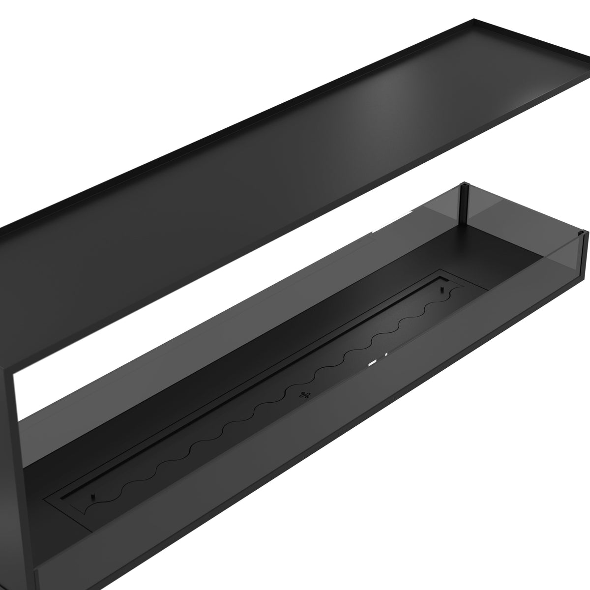 Wild Flame Saint U-vorm driezijdige bio-ethanol inbouwhaard 180 cm – sfeerfoto