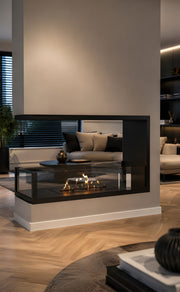 Wild Flame Saint U-vorm driezijdige bio-ethanol inbouwhaard 60 cm – sfeerfoto