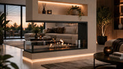 Wild Flame Saint U-vorm driezijdige bio-ethanol inbouwhaard 70 cm – sfeerfoto