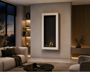 Wild Flame Selected Box verticale bio-ethanol wandhaard wit 70 x 100 cm – sfeerfoto