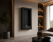 Wild Flame Selected Box verticale bio-ethanol wandhaard zwart 70 x 120 cm – sfeerfoto