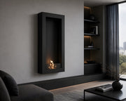 Wild Flame Selected Box verticale bio-ethanol wandhaard zwart 60 x 120 cm – sfeerfoto