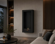 Wild Flame Selected Box verticale bio-ethanol wandhaard zwart 70 x 120 cm – sfeerfoto