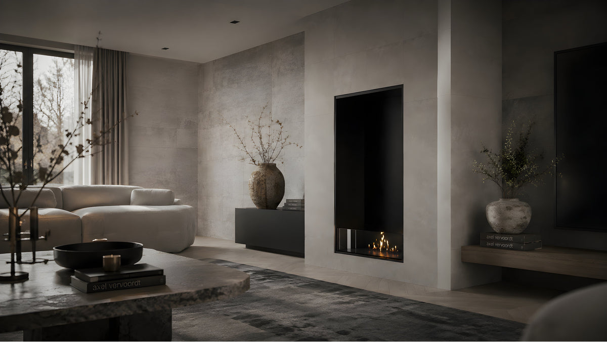 Wild Flame Selected verticale enkelzijdige bio-ethanol inbouwhaard 60 x 100 cm – sfeerfoto