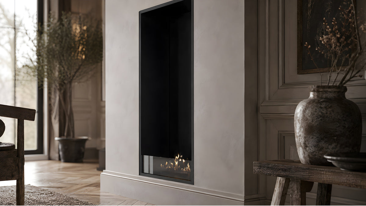 Wild Flame Selected verticale enkelzijdige bio-ethanol inbouwhaard 60 x 160 cm – sfeerfoto