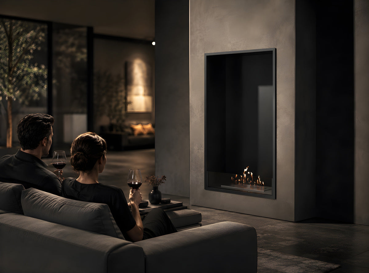 Wild Flame Selected verticale enkelzijdige bio-ethanol inbouwhaard 70 x 140 cm – sfeerfoto