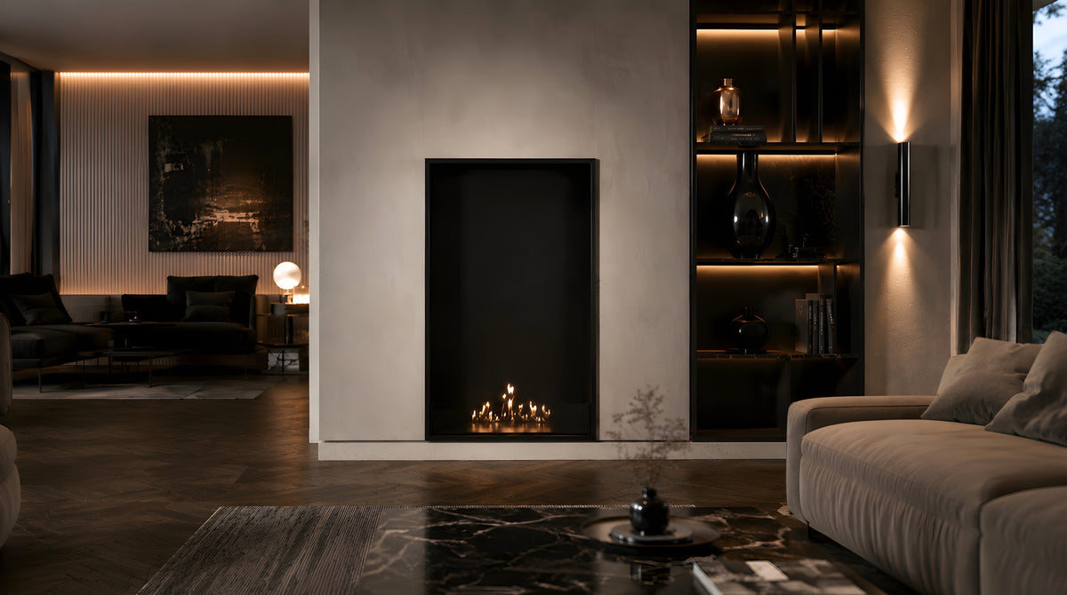 Wild Flame Selected verticale enkelzijdige bio-ethanol inbouwhaard 80 x 140 cm – detailfoto