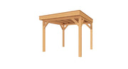 Douglas overkapping 300x200 cm plat dak technische tekening met zwarte rabatdelen wanden