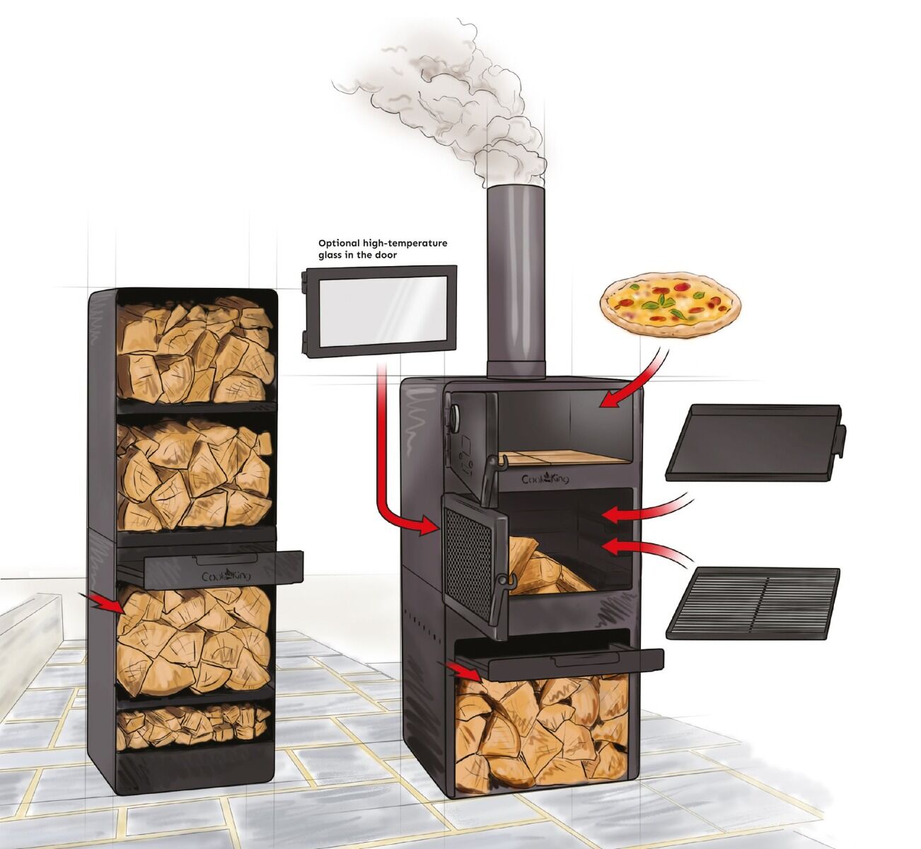 Tuinhaard met Pizza Oven | CookKing Vento Buitenhaard op Hout