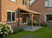 Oblique Roof op Maat 394 x 200 cm – Douglas Houten Buitenverblijf (4 Staanders, Bouwpakket) – veranda huis yard
