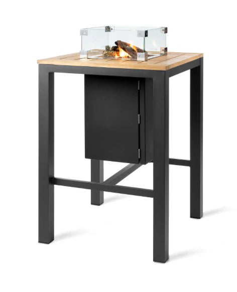 Vierkante Vuurtafel met Bartafelhoogte op Gas | Happy Cocooning