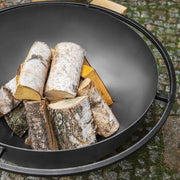 Close-up van de robuuste 3 mm stalen constructie van de CookKing Fat Boy vuurschaal