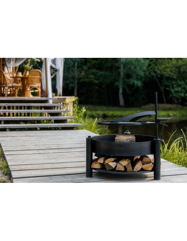 Vuurschaal MONTANA X 80 cm met grillrooster 60 cm, extra mast en stalen pan 50 cm | CookKing – fire bowl